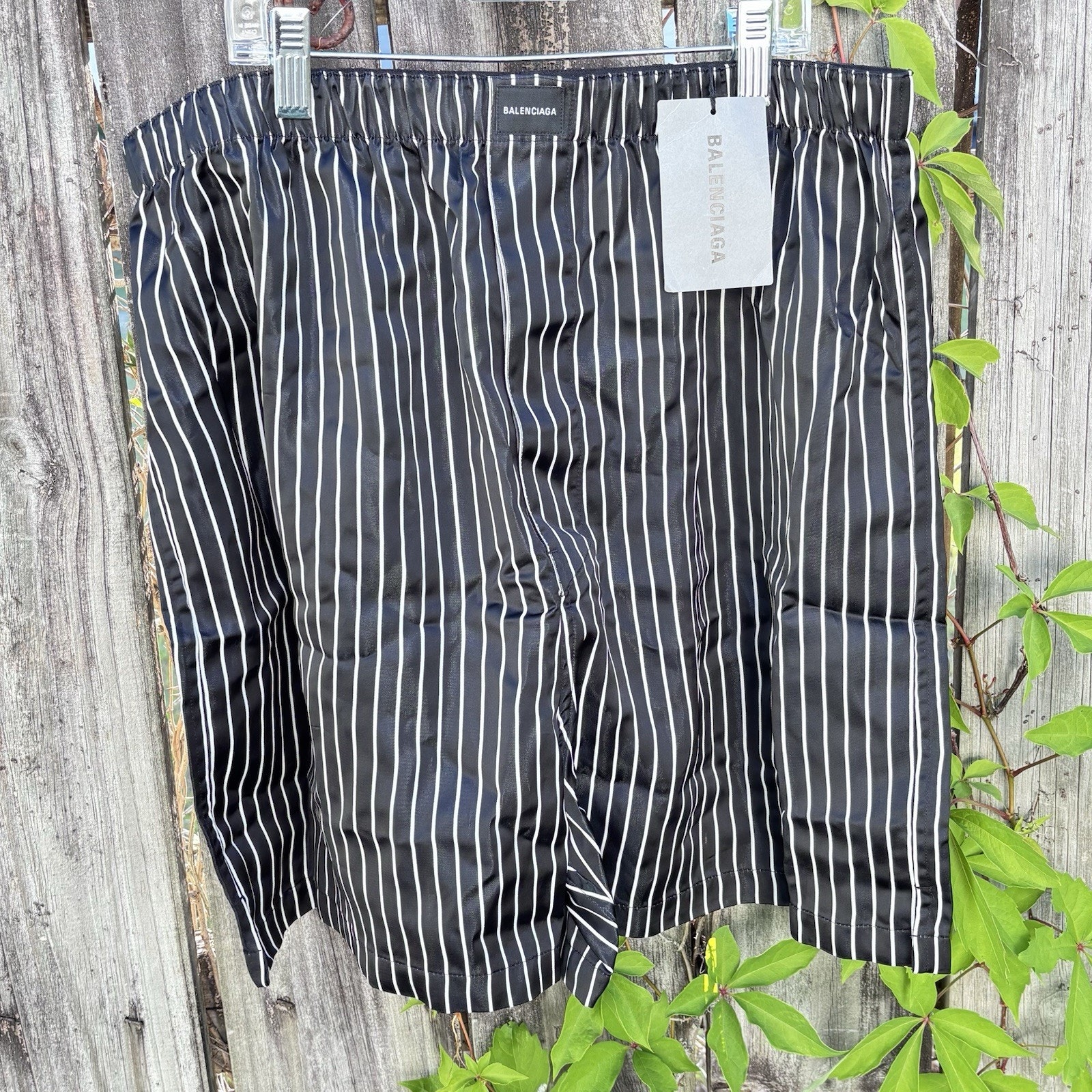 Balenciaga Boxer Shorts Black Striped Sz L